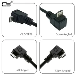 Up & Down & Left & Right Angled 90 Degree USB Micro USB Male To USB Male Data Charge Connector Cable For Tablet 5ft 1m 5m 0.5m