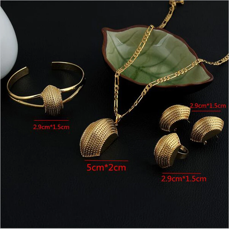 Sky talent bao NEW Ethiopian Cross Jewelry Sets 24K Gold GF Fashion African Traditional Set Boat Semi-circle