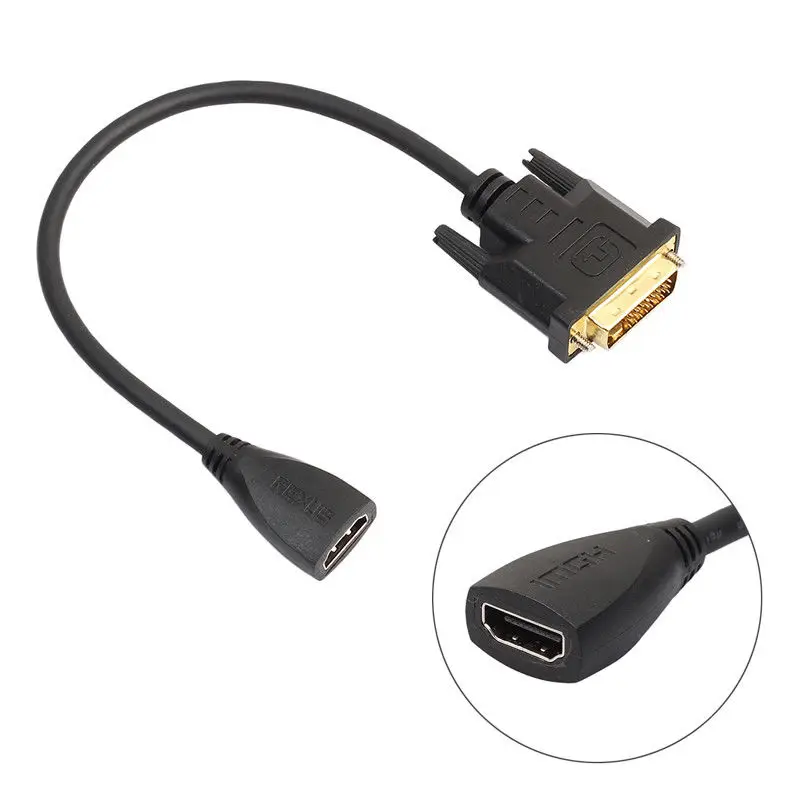 HDMI-compatible  Female To DVI (24+1 Pin) Male HD HDTV Monitor Display Adapter Cable 30CM