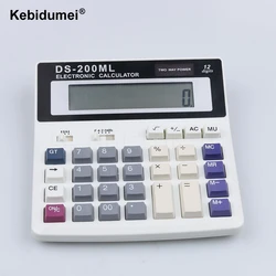 DS-200ML calculadora eletrônica multifuncional, para escritório, computador de energia dupla, 12 dígitos, tela de led