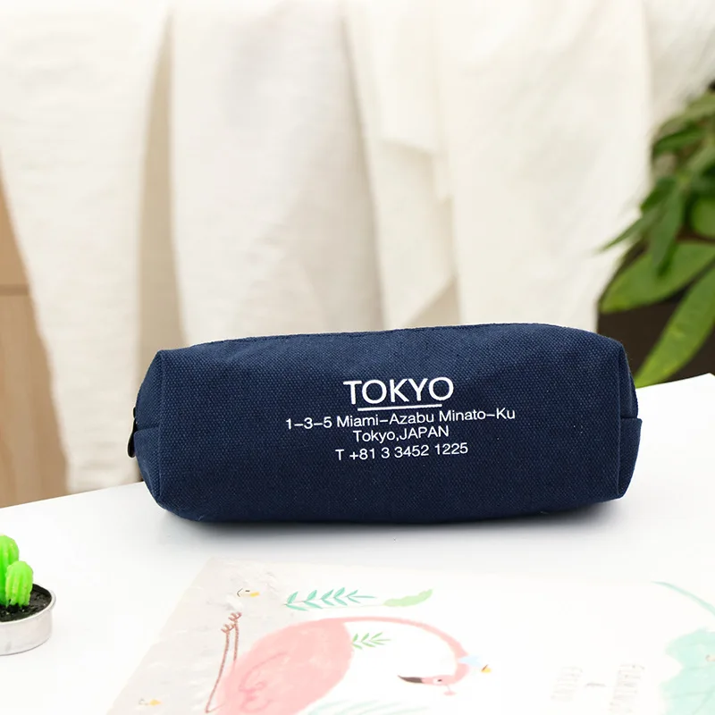 かわいいロンドンパリ東京デニム鉛筆ケース学校事務用品ペンポーチ学生文具鉛筆ケース化粧品保存袋