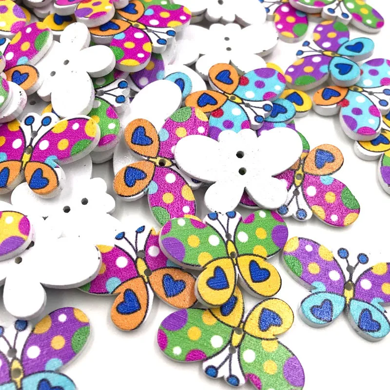 50/100pcs Butterfly Wood Buttons Sewing Craft Mix Lots Wholesales WB441