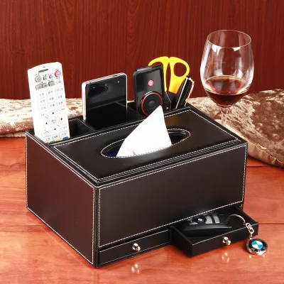 Multifunctional Tissue Storage Box With Drawer for Home