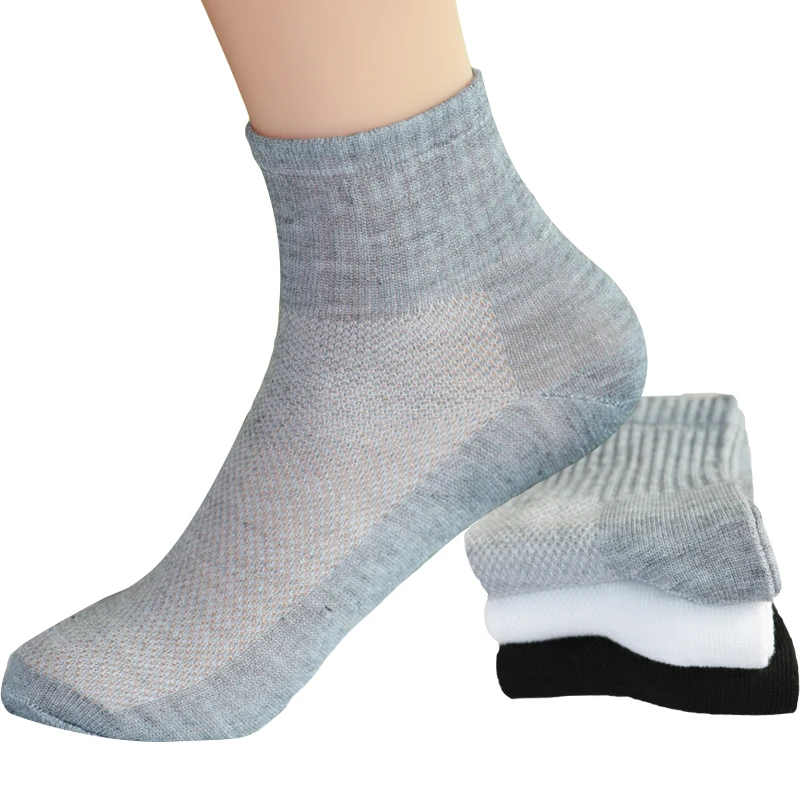 Chaussettes en maille respirante en coton pour hommes, chaussettes décontractées unisexes, chaussettes courtes pour hommes d\'affaires, blanc, noir,