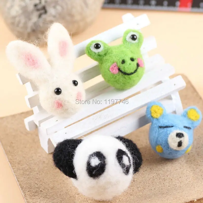 100% Wool Handmade Wool Felt Rabbit Panda Frog Bear Doll For Diy Fashion Jewelry Home Decor Free shipping 10pcs 68x50mm