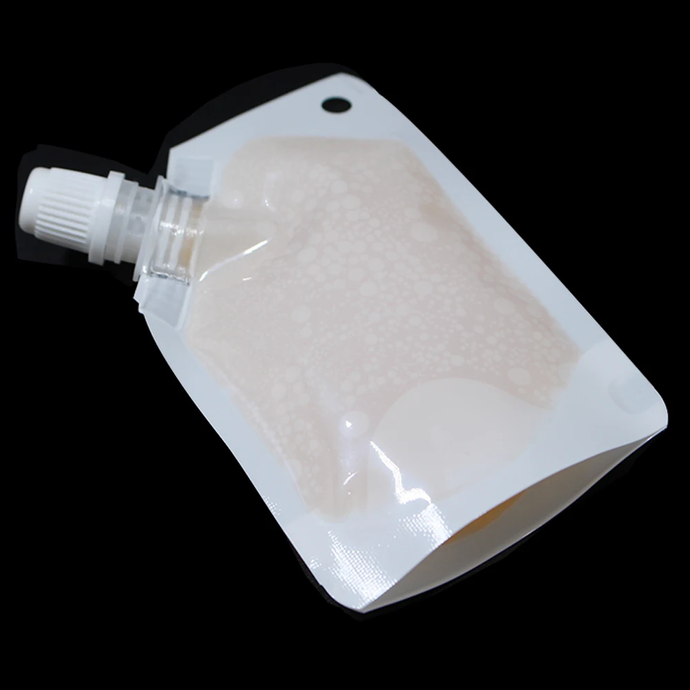 

White Stand Up Drinking Beverage Package Bag For Liquid Milk Juice Coffee Packing Out Spout Pouch Plastic PE Doypack Spout Bags