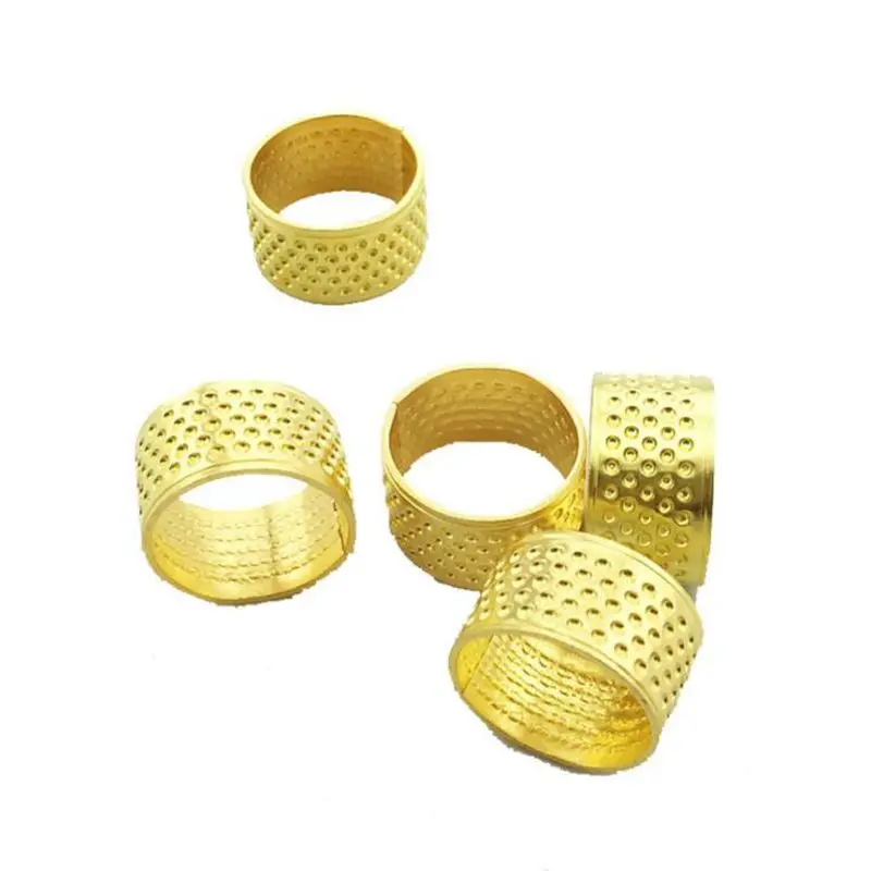 5pcs/lot DIY Sewing Tools Handmade Gold Ring Thimble Finger Protector Home Sewing Embroidery Cross Stitch Crafts Tool