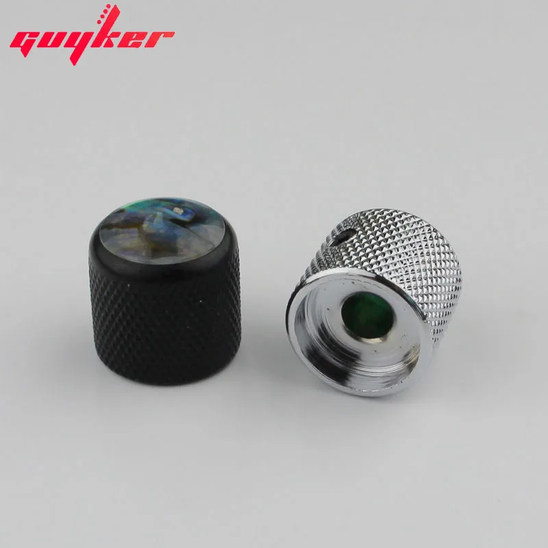 1 PCS ABALONE Guitar Knobs Electric Bass Potentiometer Cap Chrome/Black