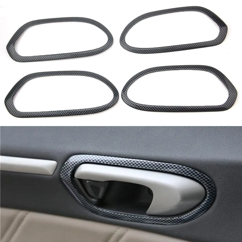 4Pcs ABS Carbon Fiber Painted Interior Door Handle Bowl Decorative Frame Cover Trim Molding Fit For Honda eight-generation Civic