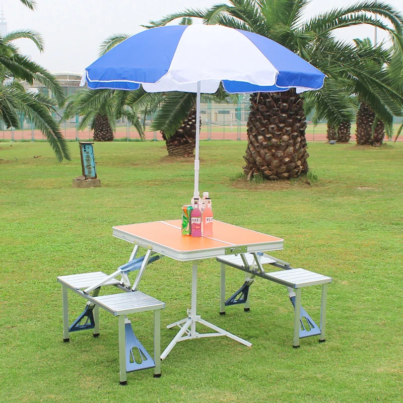 Mesa plegable para acampar, silla para turismo, sombrilla de playa