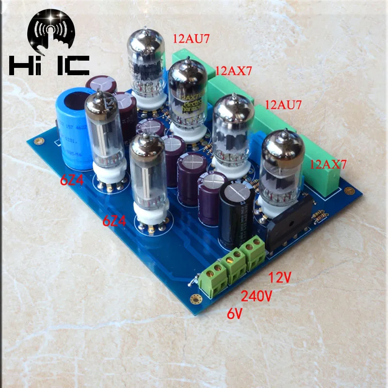 HiFi Tube Amplifiers Audio board Amplificador Pre-Amp Audio Mixer 6Z4*2+ 12AU7*2+12AX7*2 Valve Preamp Bile Buffer