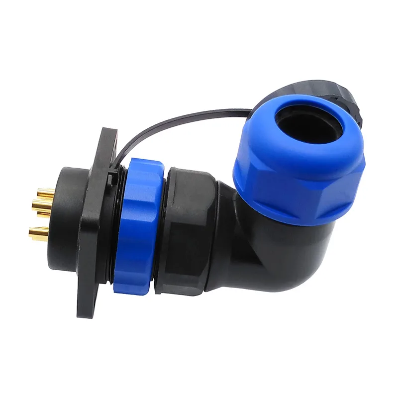 SP28 waterproof connector IP68 angle connectors 2pin 3/4/5/6/7/8/9/10/12/14/16/19/22/24/26Pin flange socket 90 degree elbow