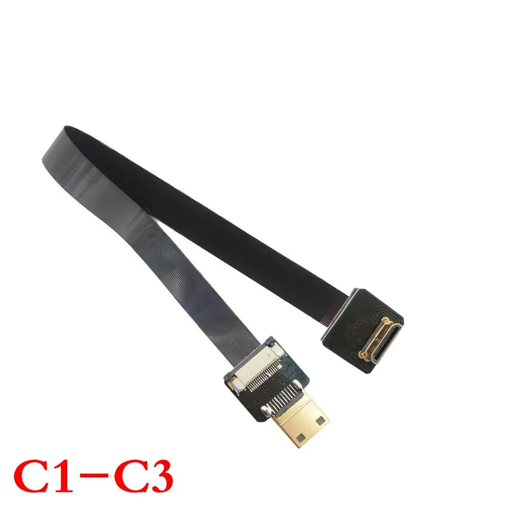 90 graus mini hdmi-macho compatível para macho fpc plano fpv hdmi-cabo compatível para fotografia aérea multicopter 5cm-1m