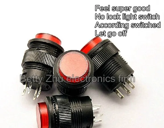 

50PCS/LOT Light no lock / reset button switch from / R16-503BD red round 16MM 3A/250V