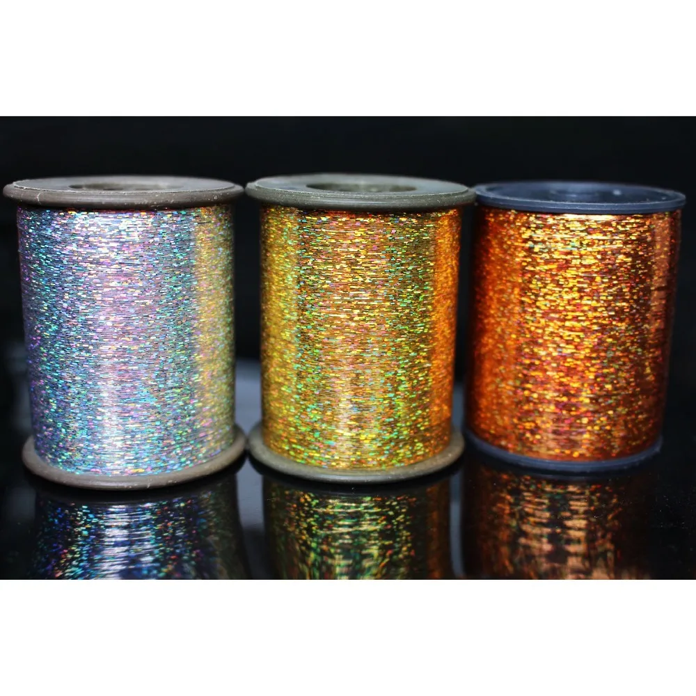 Tigofly 1 Spool 7000m 0.3mm Flashabou Holographic Tinsel Laser Flat Mylar Tinsel Sparkle Crystal Flash Trout Fly Tying Materials