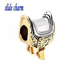2025 New Slide Charm Golden Saddle Charm Beads Fit Luxury brand Bracelet