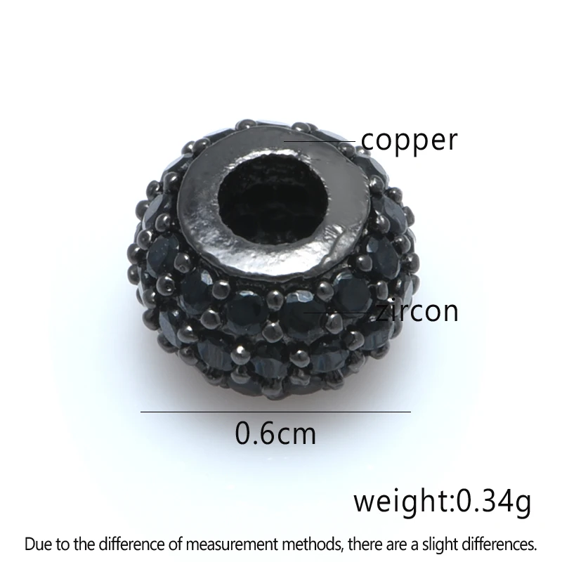 4 Styles Spacer Beads Micro Pave Black Zircon For Women Man Beadwork Beads Bracelet Gift Jewelry Making