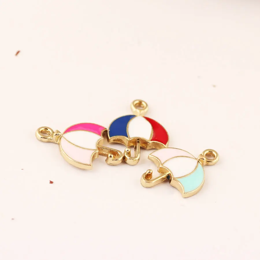 100PCs 12*17mm Oil Drop Pendant Charms DIY Jewelry Findings Kawaii Umbrella Floating Bracelet Charms Enamel Necklace Pendant