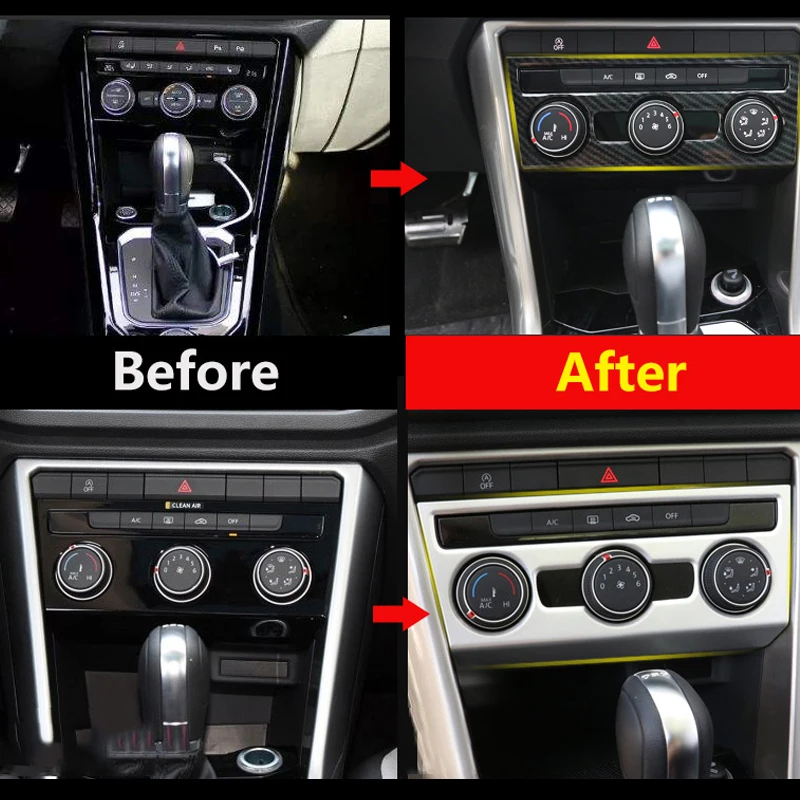 Car Interior Decoration Acc Air Conditioning Fan Button Audio Stereo Volume Control Knob Cover For Volkswagen VW T-ROC 2017 2018