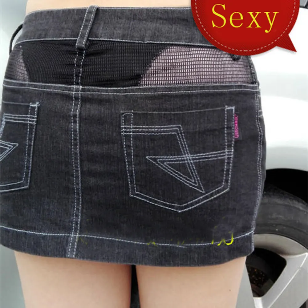 

Sexy Women See Through Pencil MINI Jean Skirt Low Rise Waist Denim Skirt Vintage Cute Erotic Culb Wear FX49