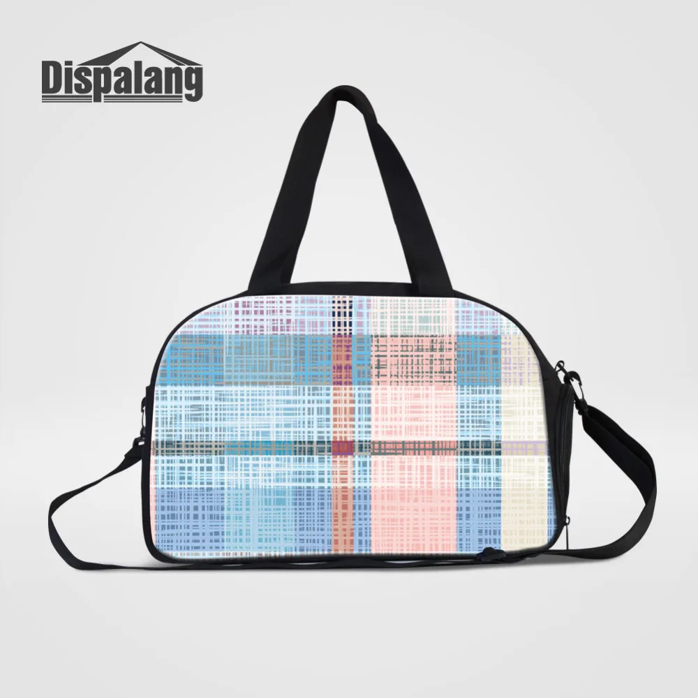 Dispalang Men Travel Bags Fashion Plaid Print Large Capacity Travel Luggage Duffle Bags Casual Handbag Women Travel Shoulder Bag