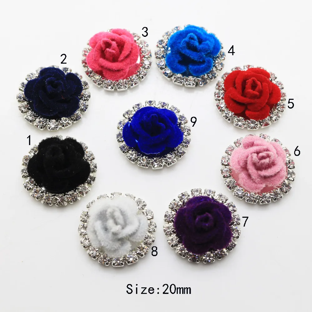 

Non-woven Fabric Roses Buttons Silver Rhinestone Metal Buttons Invitation DIY Wedding Apparel High Quality 10Pcs 20mm 2017