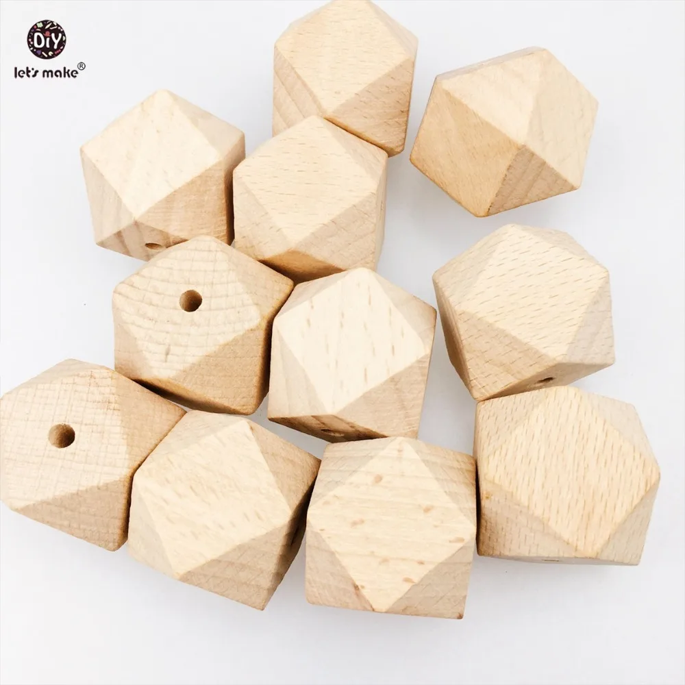 

Let's Make Baby Teething Accessories 20pc 30mm Solid Color Beech Wood Hexagon Teether DIY Jewelry Nursing Necklace Wooden Beads