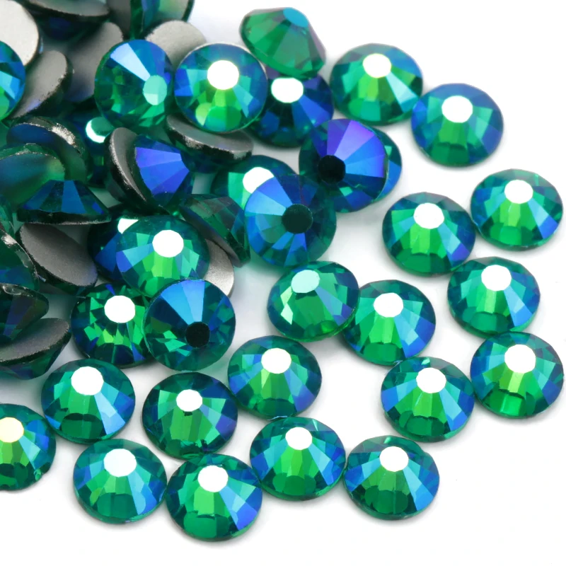 Green Zircon AB Rhinestones 1440pcs/lot Flat Back Non Hot-fix Glitter Stones,DIY 3d Phones Decorations Supplies