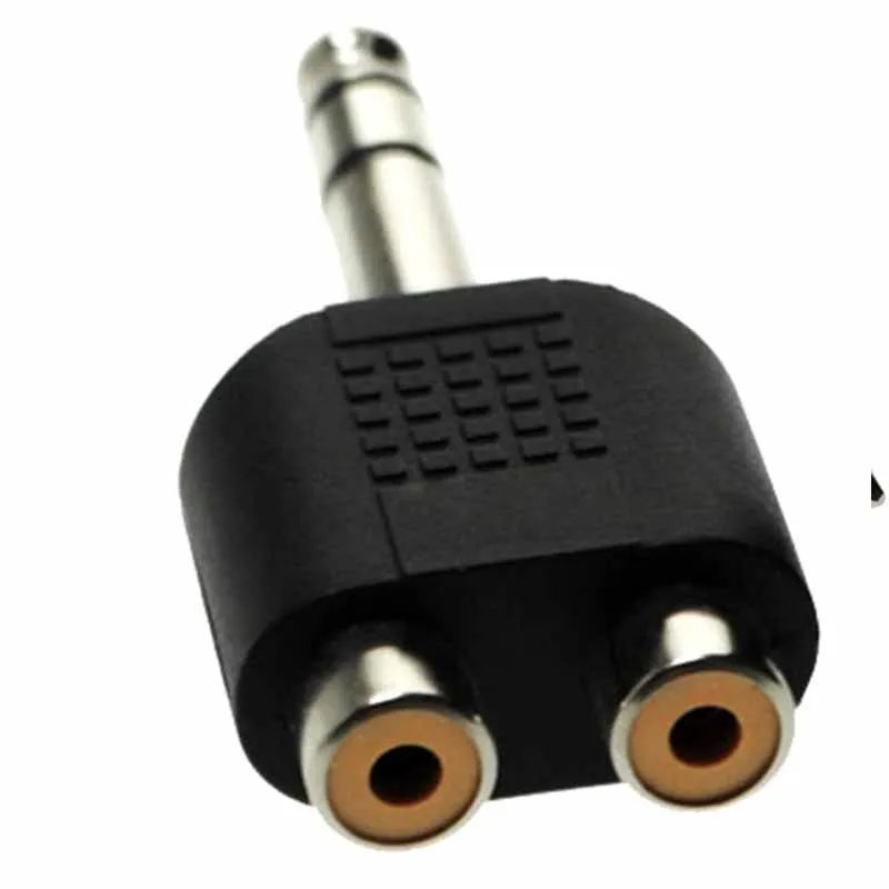 ใหม่ 1/4 "6.35 มม.โมโน 2RCA หญิงสายเคเบิลอะแดปเตอร์อะแดปเตอร์ Converter ใหม่