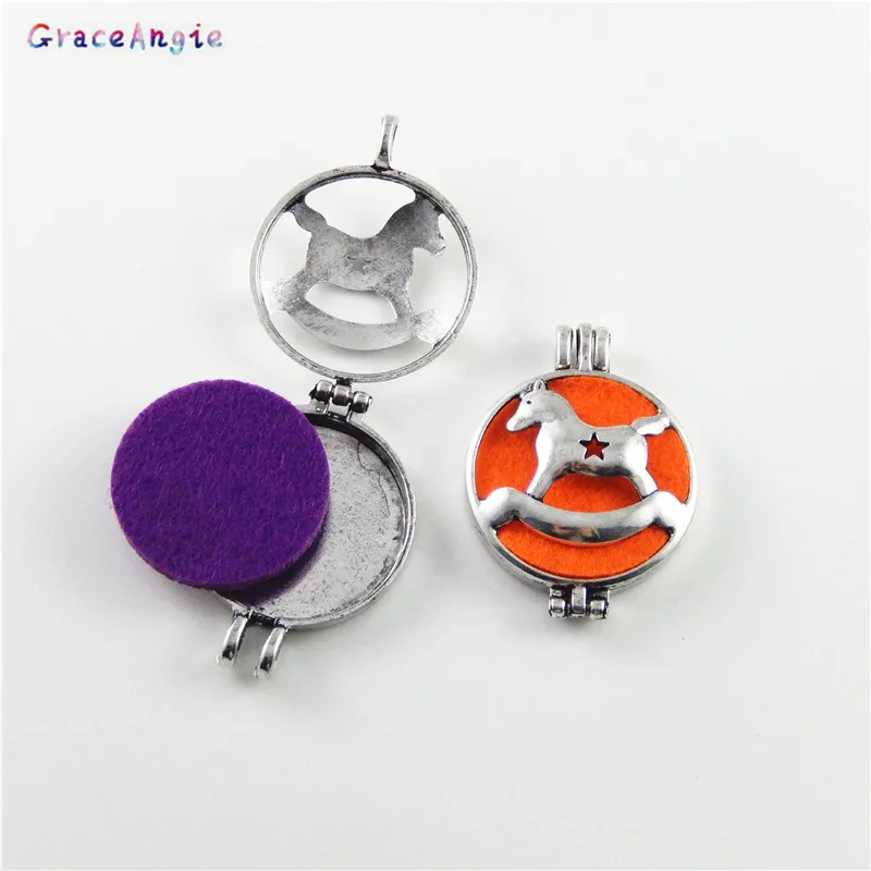 GraceAngie 1PC Carousel New Design Charms Punk Essential Oil Perfume Diffuser Necklace Pendant Jewelry Accessory DIY Kids Crafts