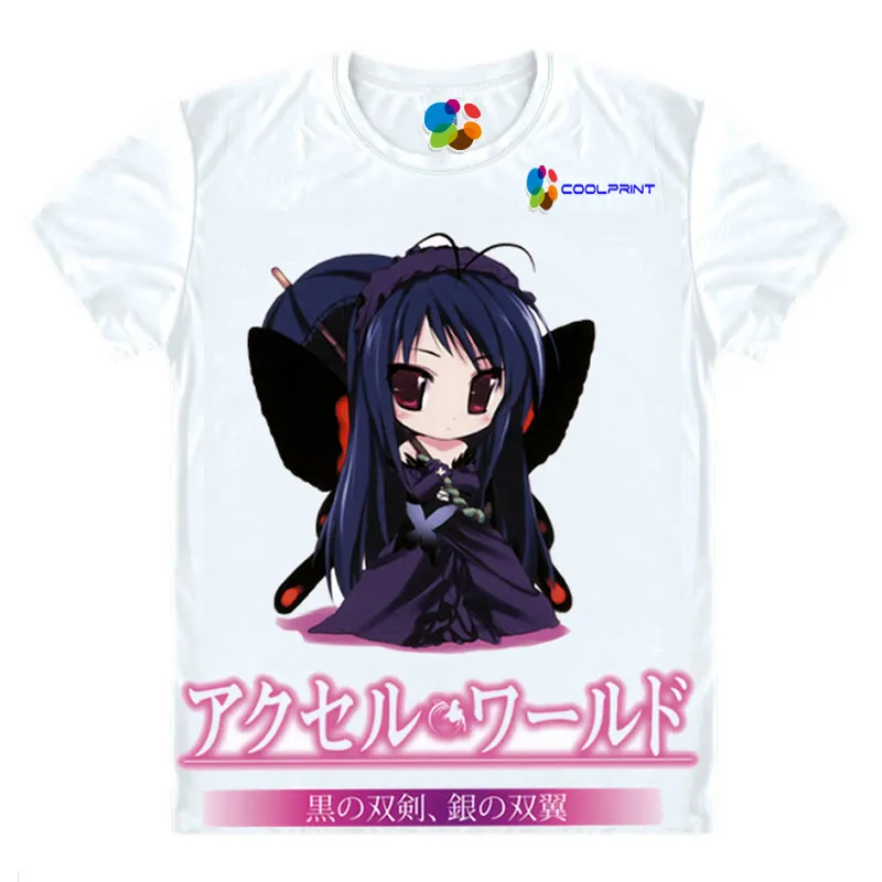 Coolprint Japanese Anime Shirt Accel World T-Shirts Multi-style Short Sleeve Kuroyukihime, Kuroyuki Hime Cosplay Costume Kawaii