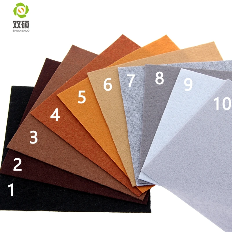 Shuanshuo Polyester Felt Fabric DIY Handmade Felt Cloth For Sewing Home Decoration 1mm Mix 40 Colors 15x15cm 5.9x5.9inch