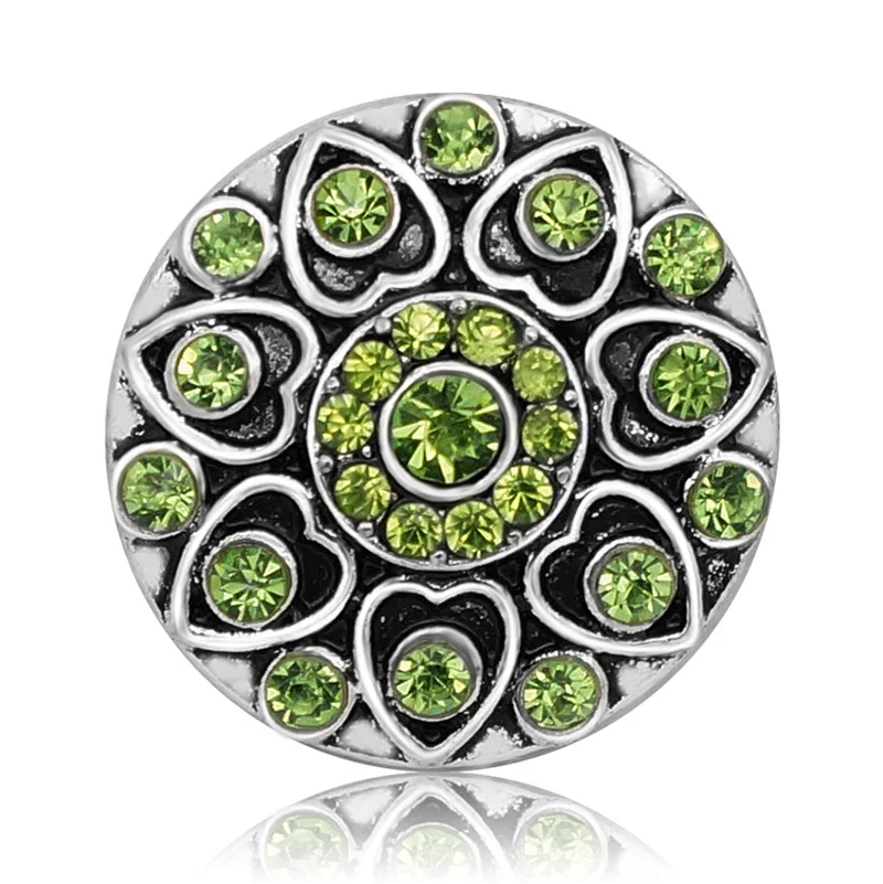 New KZ3070 Beauty Charm Colorful Hearts Flowers rhinestone 18MM Metal snap buttons for DIY snap jewelry wholesale