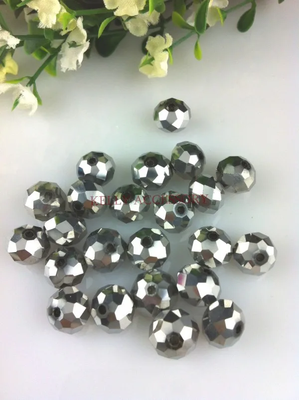 Wholesale 140Pcs 8mm Faceted Silver Plated Rondelle Crystal Beads Spacer Charms Glass Beads For Jewelry Making Craft DIY Beads