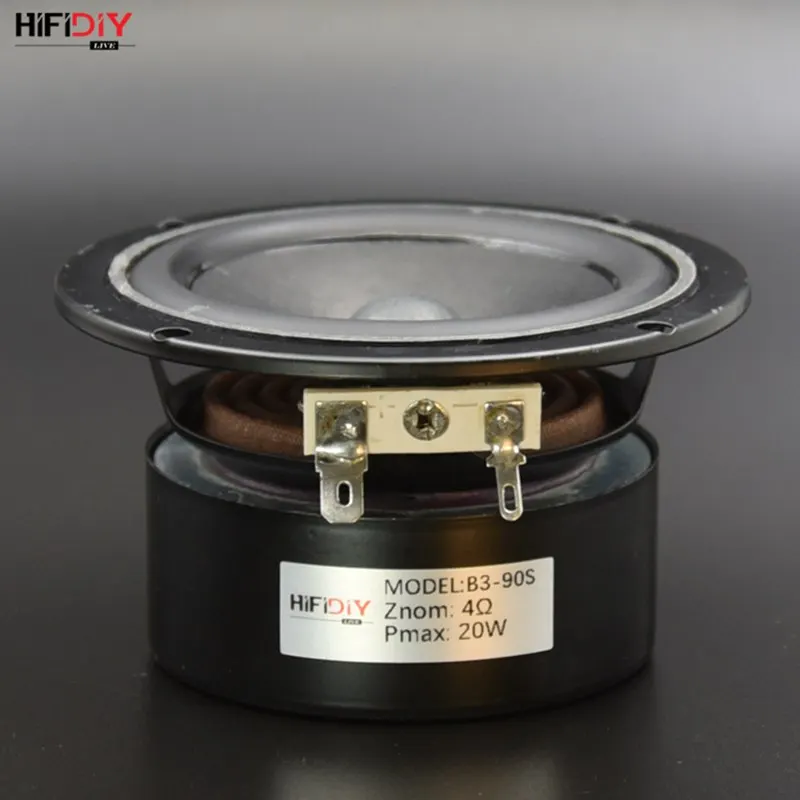 HIFIDIY LIVE Hi-Fi 3" 3.5 inch 90mm Full frequency speaker unit 4OHM 20W  High  Alto  bass  loudspeaker B3-90S