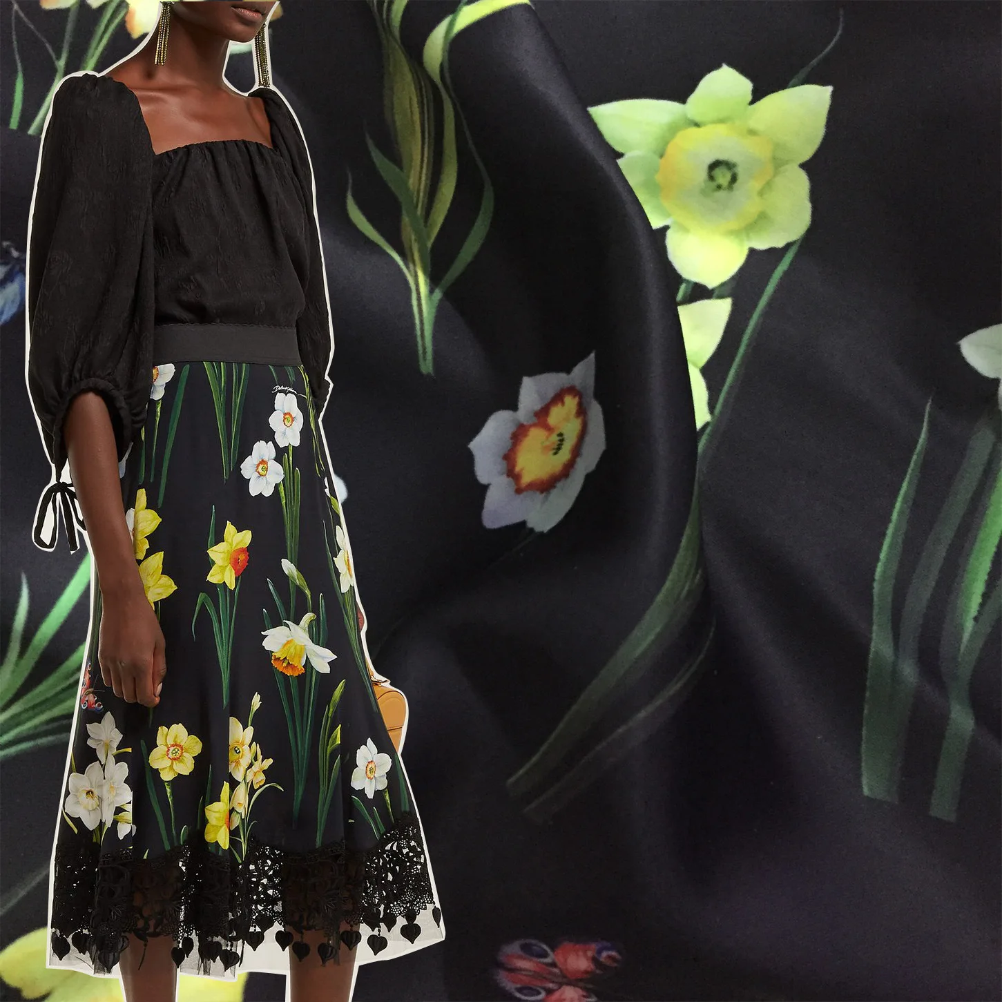 Spring and summer fashion new flower-shaped hand-painted printed fabric African fabric factory direct wholesale printing fabric