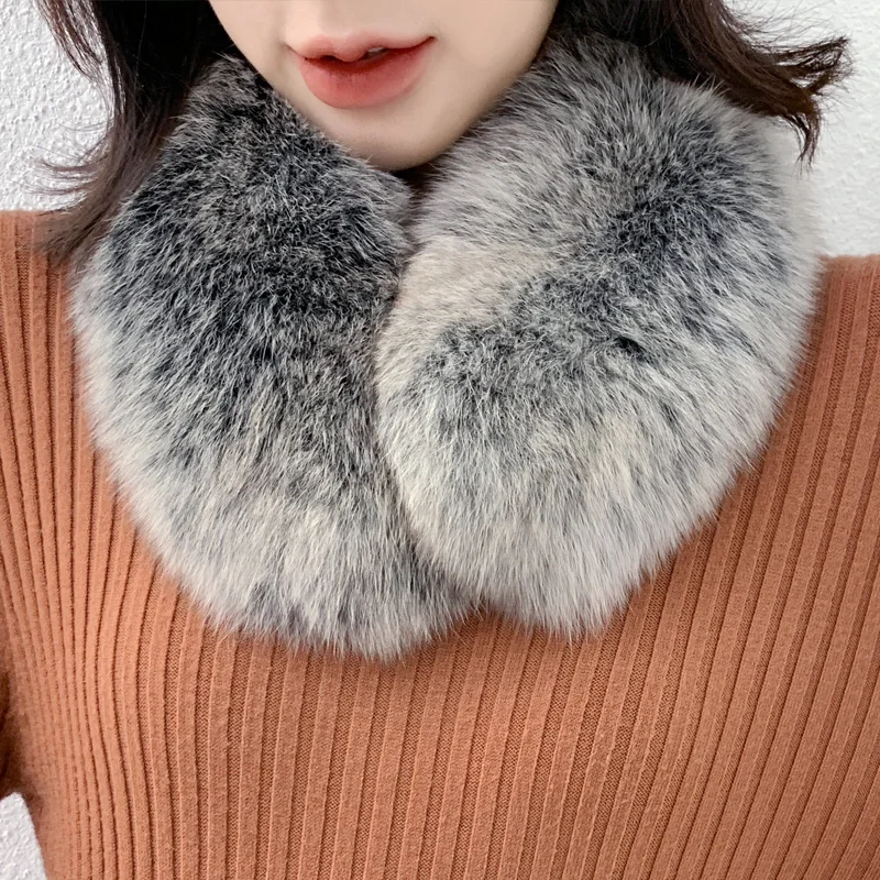 2024 winter new real fur fox collar collar bib fur scarf coat down collar Shawls Down Jackets Genuine Leather Fluffy Scarves