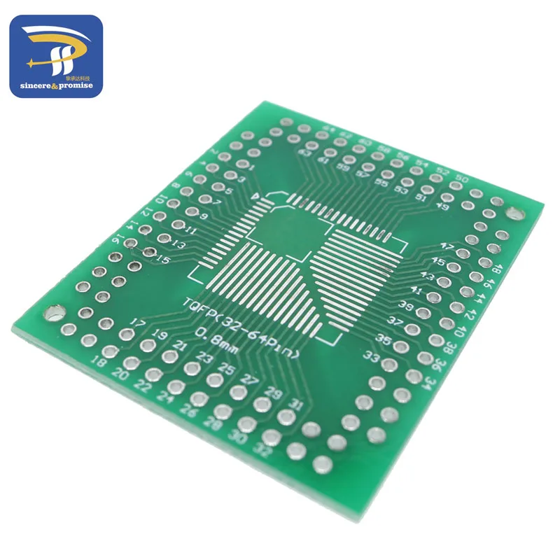 5PCS QFP/FQFP/LQFP TQFP 32 / TQFP44 / TQFP64 / TQFP80 TQFP100 0.5MM 0.8MM FR-4 IC adapter Socket / Adapter plate / PCB