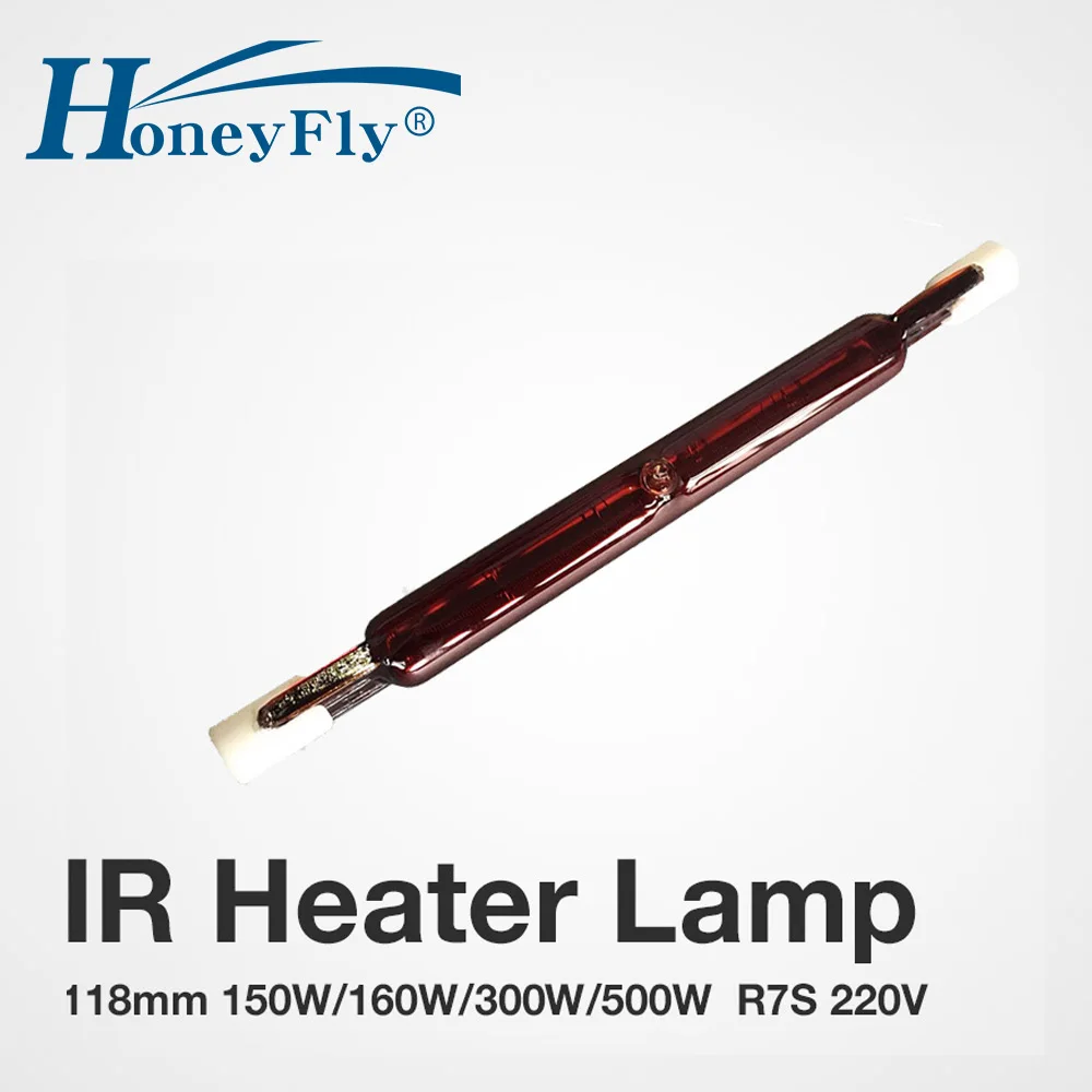 

HoneyFly 70pcs J118 Infrared Heater Tube 150W 300W 500W 110V/220V 118mm Ruby Single Spiral Halogen Lamp Heating Drying Quartz