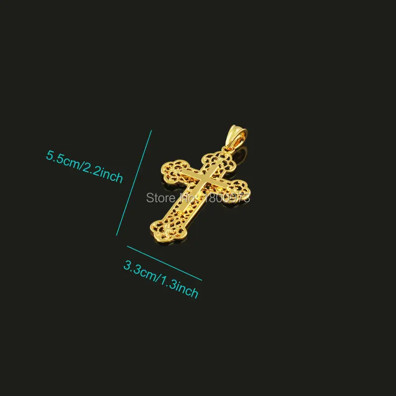 Gold Cross Pendant For Men Women  Gold Color Pendant Necklace African Christian Catholic Jewelry For Unisex
