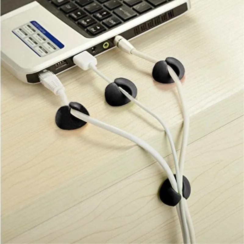 6 stuks Kabel Houder Poeder Draad Management Apparaat Organizer Afwerking Desktop Plug Silicone Draad Retentie Clips