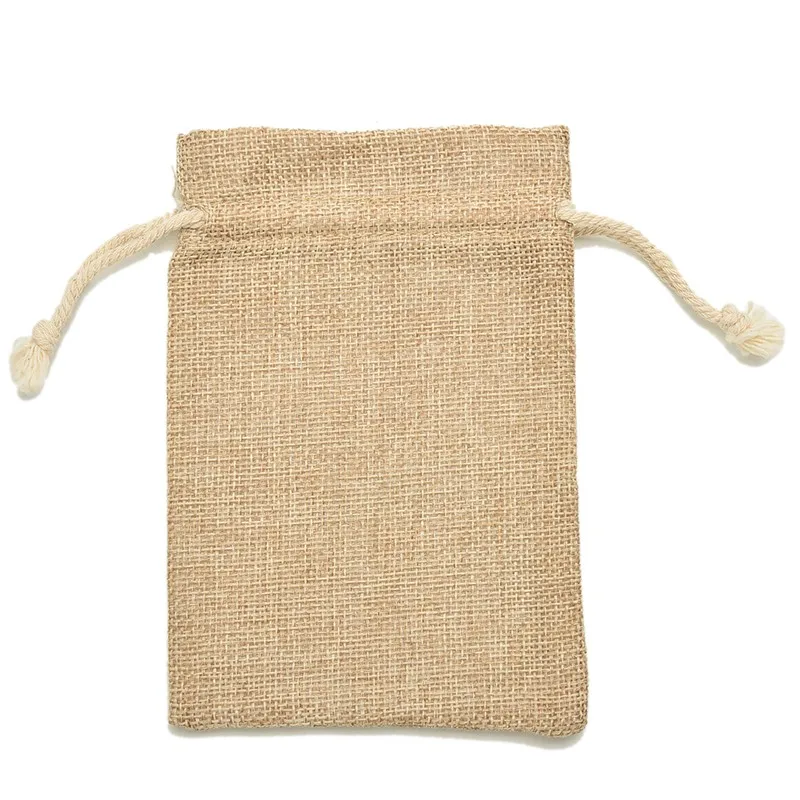 DIY Handmade Burlap Jute Drawstring กระเป๋าสำหรับคริสต์มาสของขวัญ Candy Storage/ตกแต่งงานแต่งงาน/สบู่7x10cm