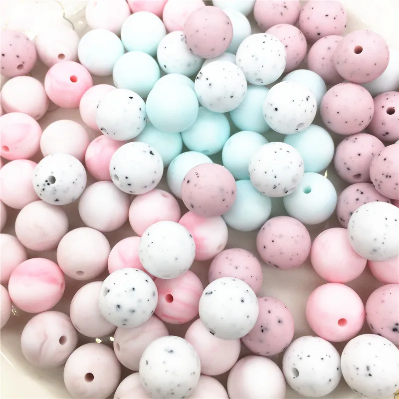 

Chengkai 100pcs 12mm 15mm Silicone Beads BPA Free Loose Mixed DIY Baby Teether Pendant Pacifier Jewelry Sensory Toy Accessories