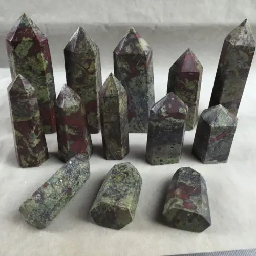 

Natural dragon blood jasper obelisk quartz crystal wand point healing1kg 12-15pcs