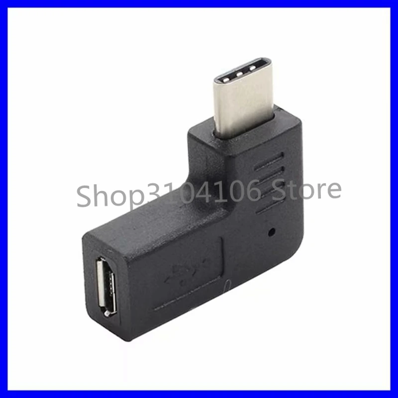 USB-C Tipo-C 3.1 Maschio a Micro USB 2.0 Adattatore dati femmina a 5 pin Design a gomito con connettore accoppiatore ad angolo di 90 gradi