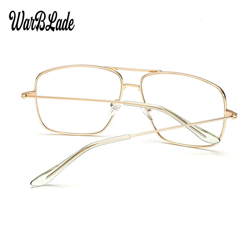 WarBLade Vintage Gold Metal Frame Eyeglasses Mens Womens Sun glasses Retro Square Optical Lens Eyewear Nerd Clear Lens Glasses