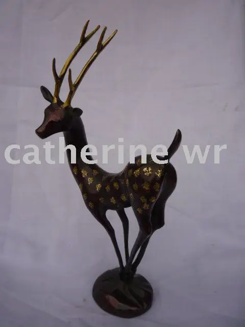 

Rare Qing Dynasty cooper Sika deer Statue/ Sculpture,free shipping