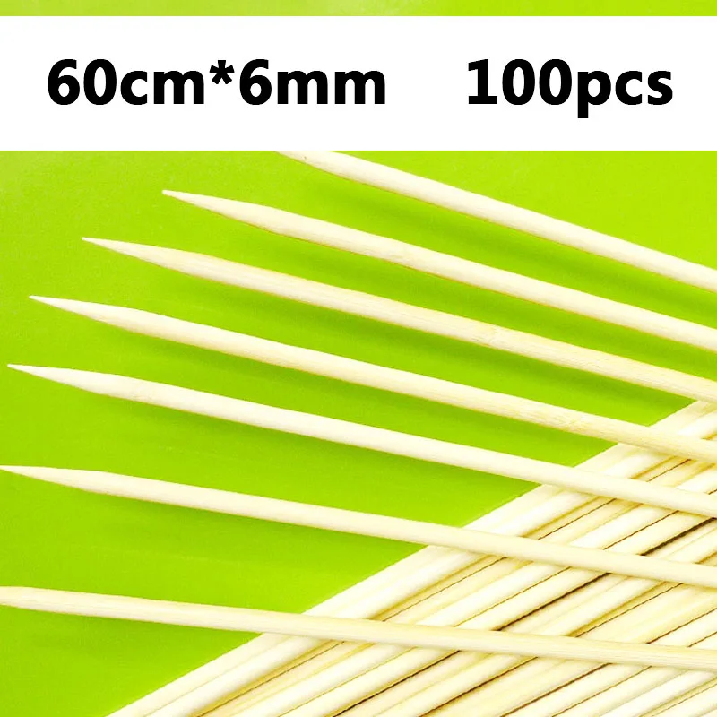 

60cm x 6mm 100pcs Long Bamboo Skewers High Quality Tornado Potato Bamboo Skewers Spiral Potato Skewer Strong Natural Wood Skewer