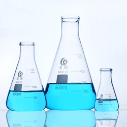 Frasco de vidrio cónico de borosilicato de alta calidad, frasco de erlenmei, botella triangular, herramientas de laboratorio o cocina, 3 unidades por juego