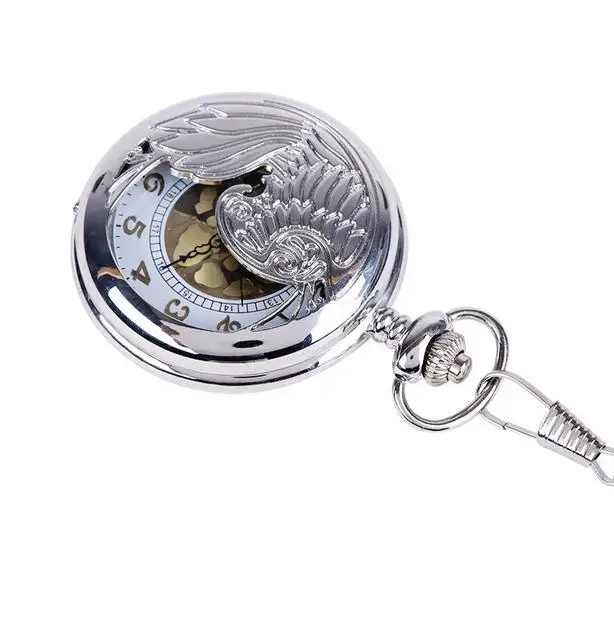 Fashion Phoenix Wing Hollow Silver Case Men and women watch gift pocket watch PPO5688